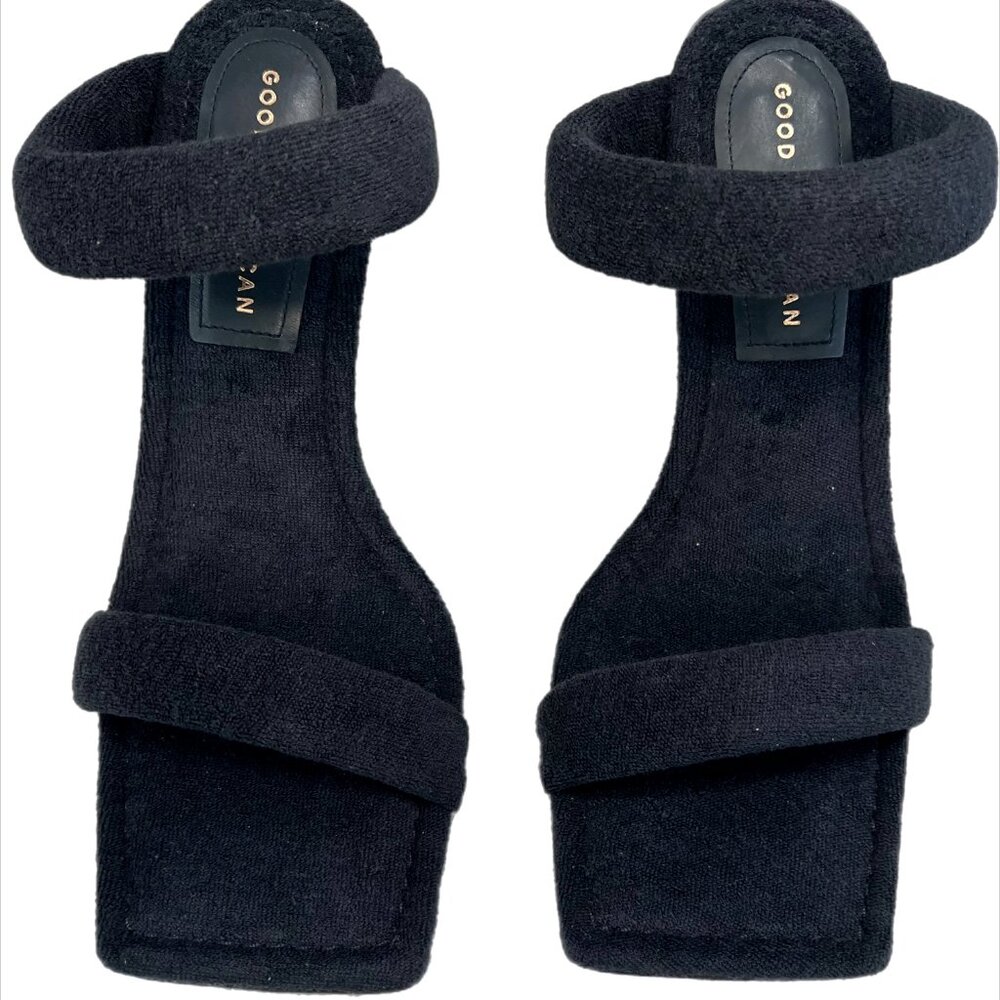 Good American Black Terry High Heels Sandals size 7 1/2 - Picture 5 of 10